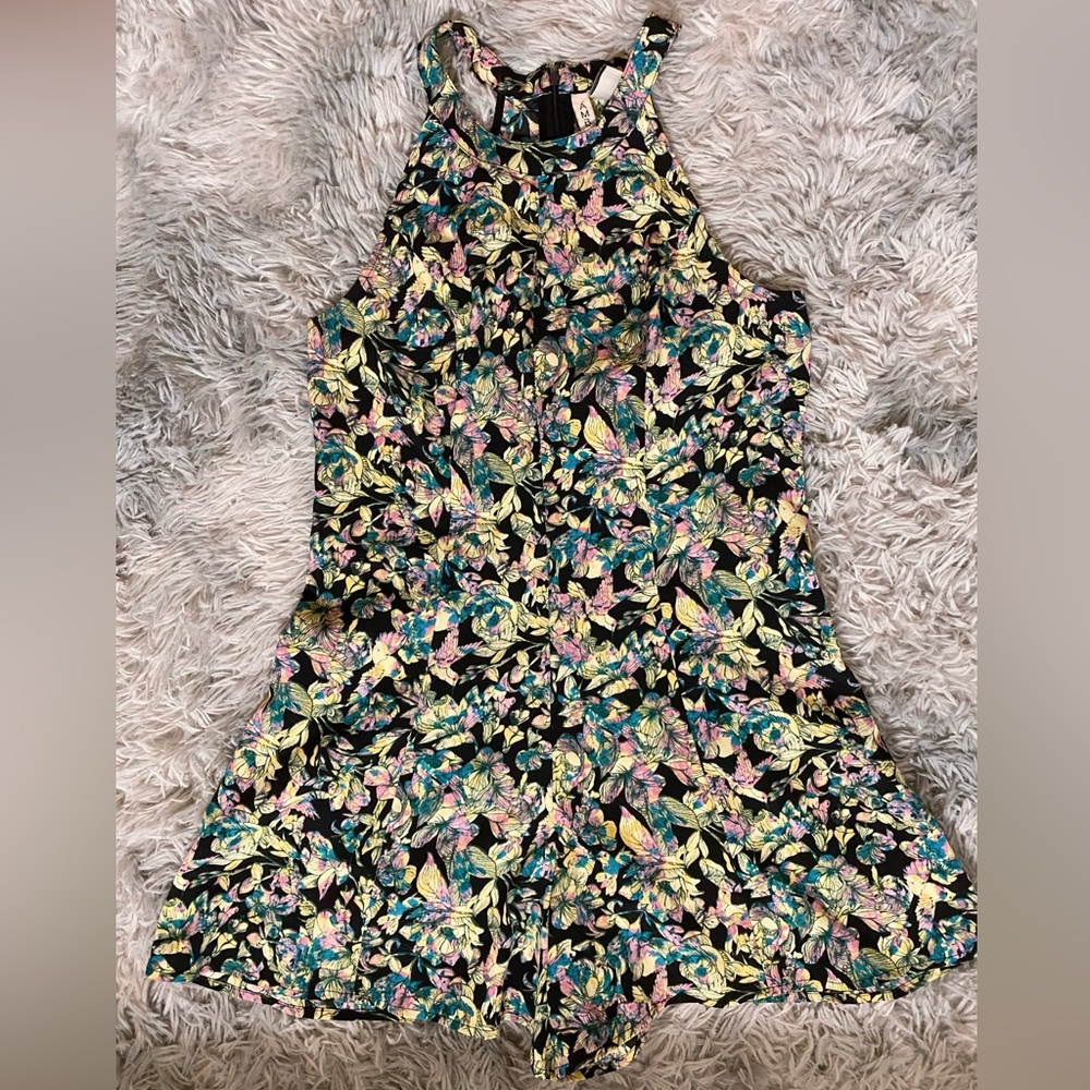 Ambar floral & bird halter neck romper